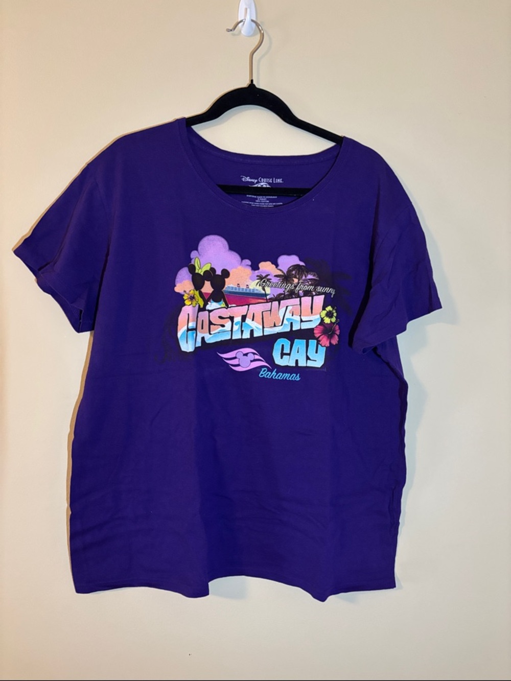 Disney Cruise Line Purple Castaway Cay Bahamas Graphic Tee